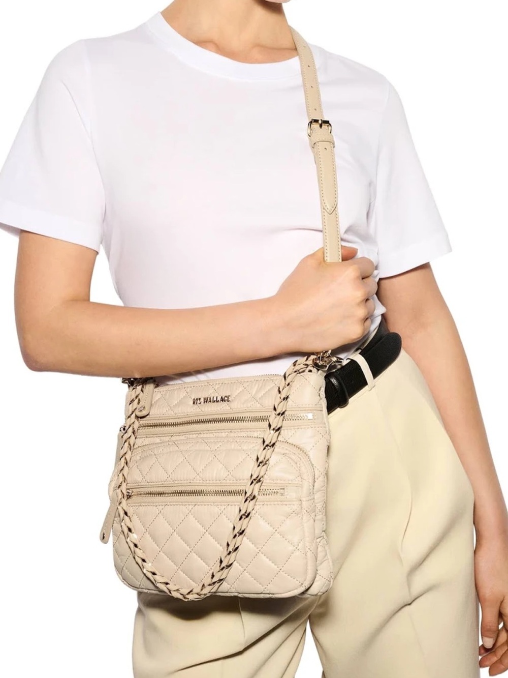 MZ Wallace Downtown Crosby Crossbody in Buff